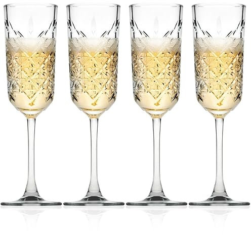 Queensway Home & Dining 175ml Stemmed Champagne Flutes Elegant Glasses for Celebrations, Special Occasions, Toasting & Sparkling Wine, Classic Design, Dishwasher Safe - Set of 4