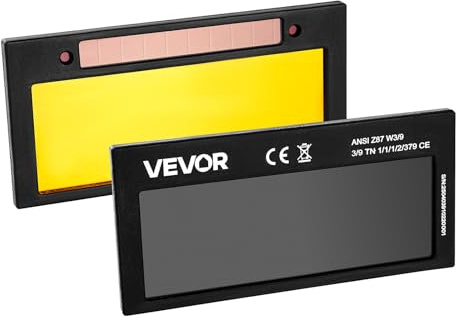 VEVOR Lentille de Soudage Auto-obscurcissante 108 x 51 mm, Teinte 11, Verre de Couleur Réelle avec 2 Capteurs Arc, Revêtement Doré, Compatible avec Plupart Casques de Soudage pour TIG, MIG, Arc, MMA