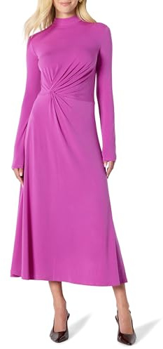 Amazon Essentials Vestido Maxi Corto de Manga Larga, Entallado y con Vuelo Mujer, Fucsia, M