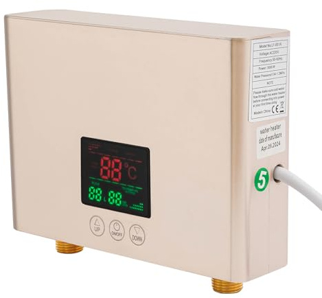 Mini scaldabagno elettrico istantaneo da 3 KW con telecomando, connettore G 1/2, serbatoio serbatoio dell'acqua calda con display digitale a LED