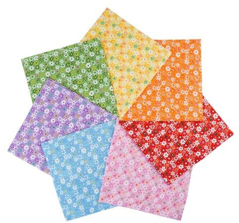 UCFBWO Uppsättning av 7 bomullstyg, 50 x 50 cm, tyger för sömnad, lapptäcke, tyg, paket med blommönster för quiltning, tygrester för sömnad, gör-det-själv-pyssel, dockkläder, olika mönster