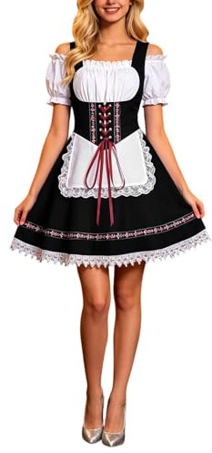 Vestido genérico Dirndl para mujer, disfraz tradicional bávaro Oktoberfest, vestido de mujer, corto, elegante, traje de fiesta, cerveza alemana, folclore, auténtico, disfraz de camarera festival Wiesn