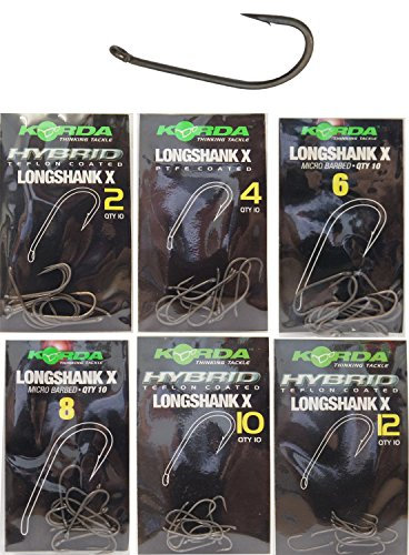 Korda Longshank X Barbed Fishing Hooks, Size 12, Durable Steel, Ideal for Snaggy Waters, Sharp Point, Inturned Eye, Enhanced Hooking Power