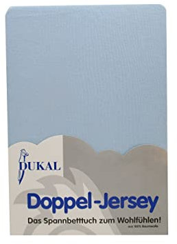 Dukal | Spannbettlaken | 80 x 200 cm | aus hochwertigem DOPPEL-Jersey | 100% Baumwolle | Farbe: ciel