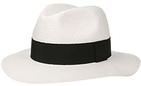 Lipodo Traveller Strohhut Damen Herren Sonnenhut Urlaub Ripsband Frühling Sommer weiß L (58-59 cm)