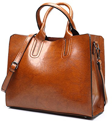 DEERWORD Femme Sac a épaule Sacs à Main Portés Bandouliere Feminin Cabas Original PU Cuir 5502 1pc ensemble Marron
