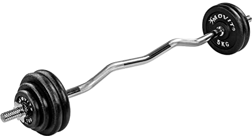 MOVIT® 35 kg SZ Curlset PRO, mit Sternverschlüssen + 8 Gewichtsscheiben, Scheibenaufnahme Ø 30 mm
