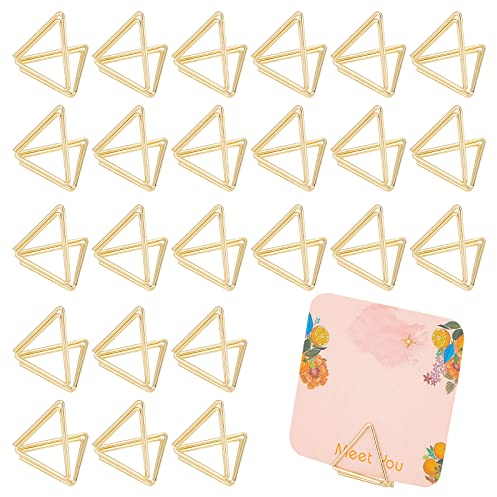 OLYCRAFT 36 Stück Mini Tischkartenhalter Niedliche Tischkartenhalter Dreieck Form Hochzeit Tischnummernhalter Golden Foto Halter Bilder Stand Clips Für Tischkarten Hochzeiten Jubiläumsfeier