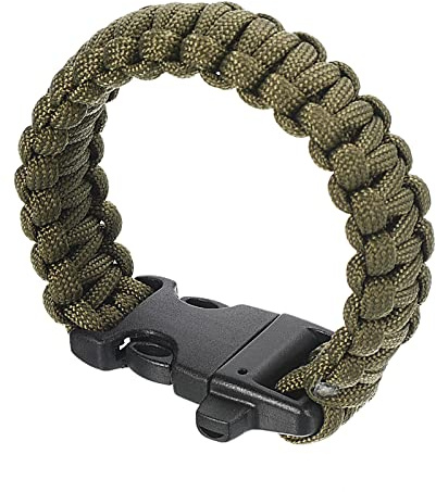PATIKIL Survie Paracorde Bracelets, Tressé Parachute Bracelet avec Plastique Boucle Fête Favorise Camping Cadeaux Externe Enveloppes pour Homme, Foncé Vert