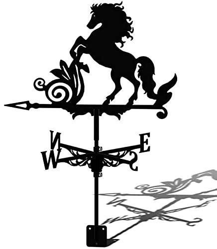 EICOFF Banderuola, banderuola, banderuola per Giardino banderuola in Metallo Scena Fattoria Decorazione Cortile Cavallo al Galoppo banderuola in ghisa con Ornamento di Cavallo Nero indicatore di di