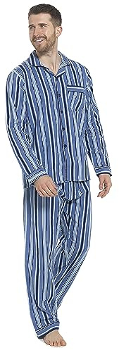 GM Apparel Men’s Traditional Brushed Flannel Comfy Pyjamas Set – PJ Lounge Wear Nightwear – Cosy Soft Feel and Comfy Sleepwear – 100% Cotton