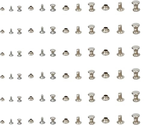 SUPERFINDINGS 400 Paar 4 Größen Ledernieten 3/4/5/6mm Doppelkappennieten Röhrenförmige Metallnieten Taschen Schuhe Gürtel Dekoration Kollisionsnieten Für Reparaturen Dekoration