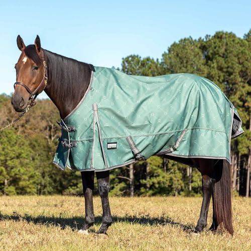 Jeffers Poplar Head Uniquely English 1200 Denier Turnout Blanket, 240 Gram, Spruce Stirrup Irons, 78