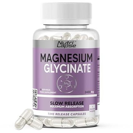 Magnesium Glycinate 120 Capsules – High Strength, Granular Technology, Sustained Slow Release for Maximum Absorption – 2400mg Delivering 340mg Elemental Magnesium per Serving