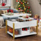 YITAHOME Couchtisch mit Höhenverstellbarer, 4-in-1-Multifunktions-Couchtisch mit Stauraum, Couchtisch lässt Sich in einen Esstisch für das Wohnzimmer umwandeln, Weißer Marmor