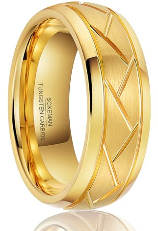 SOXEMAN 1 anillo de tungsteno Y2K de moda para hombres y mujeres, con un ancho de 8 mm, adecuado para el uso diario en anillos de boda para parejas, fiestas, vacaciones, cumpleaños y aniversarios,