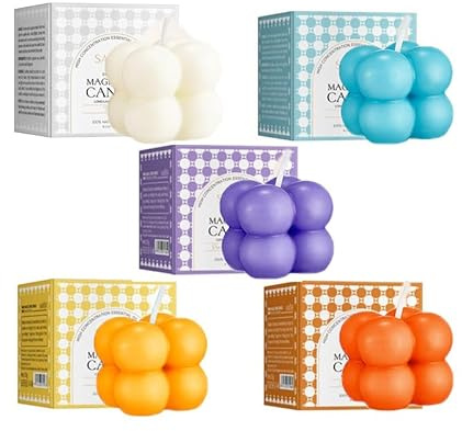 Duftende Bubble Cube Kerze, 5 duftende gefüllte Votivkerzen, handgemachte Soja Magie Würfel Aroma Kerze für Angst, fördert den Schlaf, lindert Stress, Entspannung/Geburtstagsgeschenke für Frauen(A)