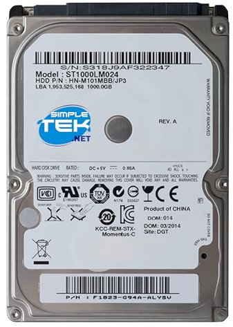 SIMPLETEK - Disco Rigido Interno da 1TB, SATA 2,5, 5400 RPM, Compatibile con Notebook e Laptop, HDD ad Alta Capacità (Ricondizionato)