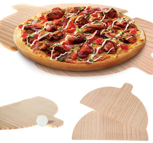 2 pcs pizza in legno buccia 11x6.7x0.2 '' paddle per pizza con impugnatura comoda a tavola facile da usare con spatola di pulizia della pulizia con pali del bordo smussata per il taglio del palato
