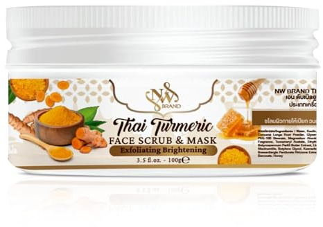 NW Brand gurkmeja kroppsskrubb – naturlig peeling för slät hud, tar bort döda hudceller, minskar mörka fläckar, för ansikte och lämplig för alla hudtyper 100 g