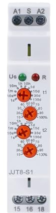 Wattive Relé Temporizador de Ciclo asimétrico AC 220V, Relé de Tiempo Multifuncional JJT8-S1 Relé de retardo cíclico repetitivo de Encendido/Apagado Montaje en riel DIN, Ajustable de 0,1 s a 100 días