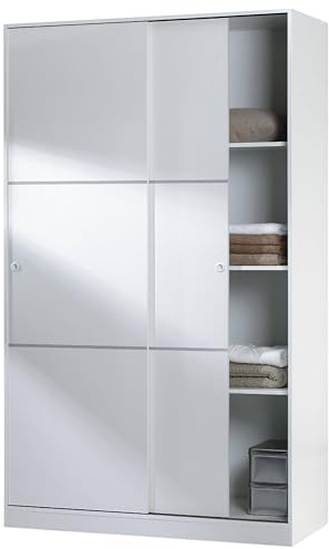 Miroytengo Armoire de chambre 2 portes coulissantes organisateur couleur blanc brillant 120 x 200 cm