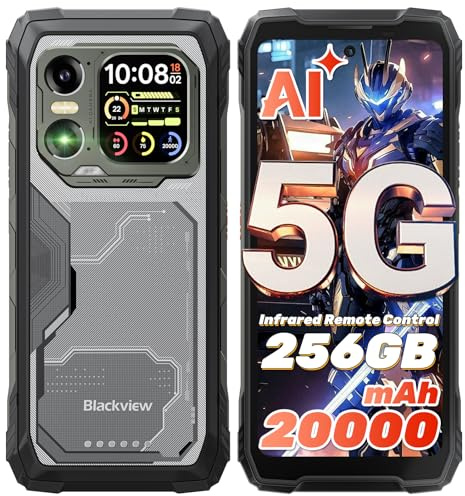 Blackview Xplore 1 Unlocked Rugged Smartphone 5G Rugged Phone 20000mAh Battery 36GB+256GB, Android 15, 6.78 2.4K 120Hz Display, 64MP+50MP Camera IP69K Waterproof Dual SIM NFC