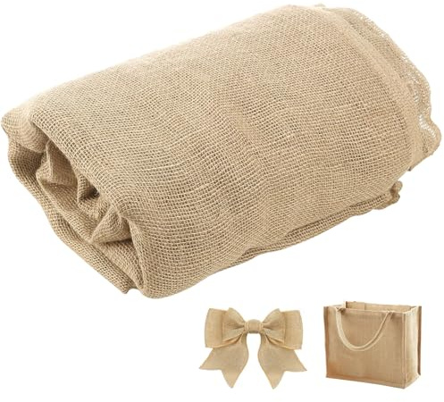 Tela de Yute, 200 x 160 cm Tela Arpillera por Metros, 280 g/m² Yute Tejido de Fibra Recortable, Tele para Coser Lino Decoraciones, para Casa, Jardinería, Decorativa