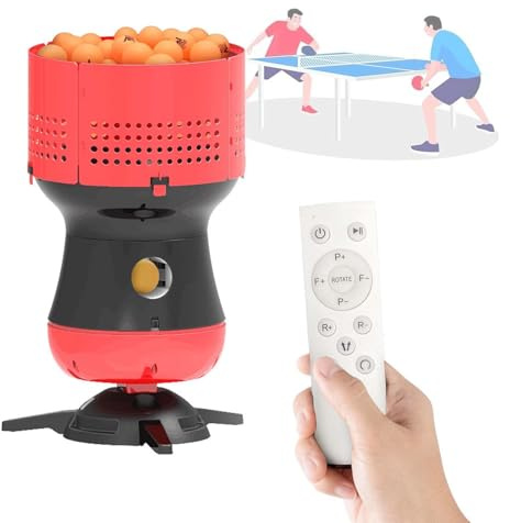 QFGain Robot De Tenis De Mesa Inteligente: Dos Modos De Saque (Recto Y con Efecto), Lanzador AutomáTico De Pelotas De Ping-Pong, Velocidad Y Efecto Ajustables, para Entrenamiento Individual Y