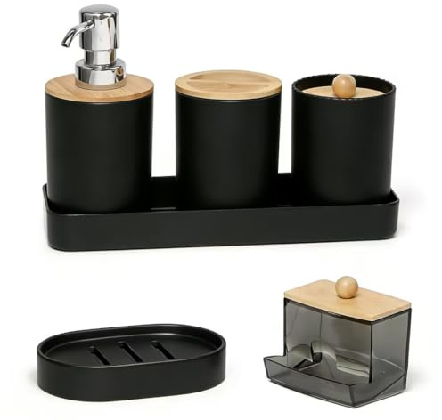 Neikafan Juego de Accesorios de Baño 6 Piezas Negro Opaco para Cocina Baño