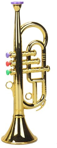 Trompette Jouet jouable développement sûr PP Plastique doré Trompette pour Enfants avec poignée Confortable Instruments de Musique éducatifs pour Enfants Jouets et Jeux