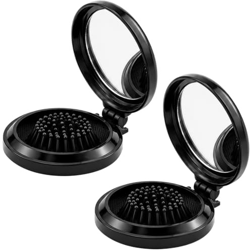 Set di 2 spazzole per capelli pieghevoli con specchio, mini spazzola per capelli rotonda pieghevole, spazzola da viaggio, piccola spazzola per capelli da donna, portatile, spazzola per massaggio dei