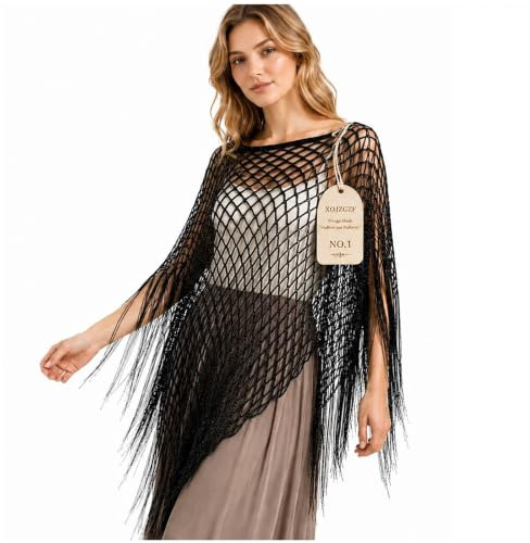 Générique Pull à Franges en Maille ajourée, Cache-Maillot d'été bohème Ample et sans Couture
