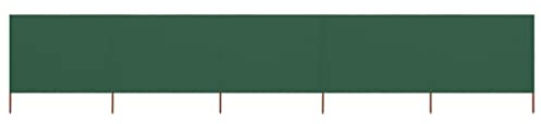 Fisinber Brise-vent pliable - 600 x 160 cm - Vert - 5 pièces - En tissu non tissé - Avec 6 piquets en bois - Pour camping, plage et jardin - Protection contre le vent mobile et rideau à rayures