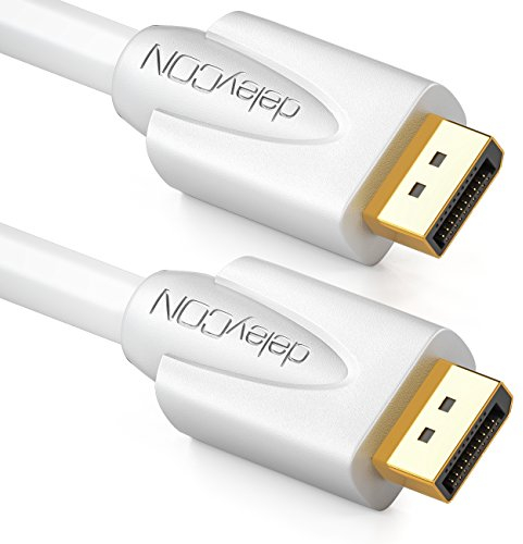 deleyCON 2m Cavo DisplayPort - 4K 2160p 3D HDCP - Spina DP (20 Pin) su Spina DP (20 Pin) PC Notebook Monitore Scheda Grafica - Bianco