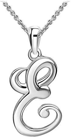 SEA OF ICE E Necklace Initial Alphabet Letter Pendant Necklace, Sterling Silver Necklace for Women, Elegant Initial Necklaces, Personalized Custom Women's Necklaces