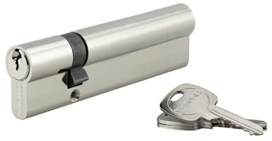 THIRARD - Cylindre de Serrure Double Entrée STD - Laiton Nickelé - Sécurité Anti-Arrachement - Mécanisme à 5 Goupilles - 3 Clés Acier Nickelé - 30 x 90 mm - Jaune/Doré