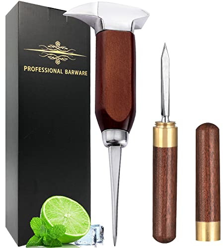 Ice Pick - 17cm / 7 Stainless Steel Ice Chipper with Wood Handle, Japanese Style Ice Crusher ideal for Bars, Bartender. Best Carving Tool (7 inch)