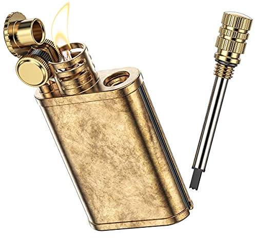 VVAY Vintage Kerosene Oil lighter Golden Combo with Permanent Match(Sold without Petrol)