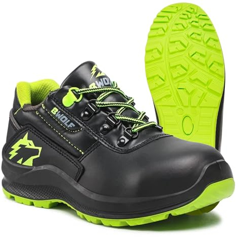 BWOLF SPYKE Zapatos de trabajo bajos S3 impermeables, resistentes al aceite, antideslizantes 4x4 Grip Tech, suela Ergo, Negro 44 EU