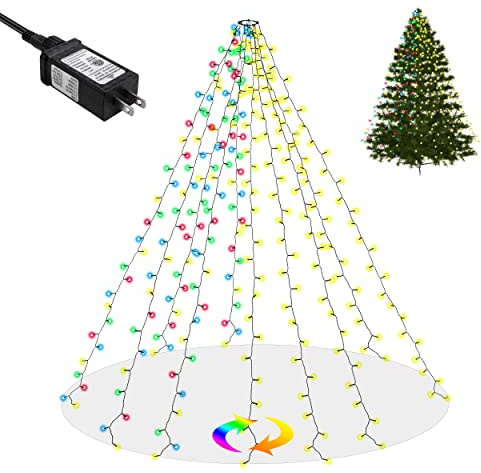 Christmas Tree Lights,Warm White & Multicolor 11 Lighting Modes Christmas Fairy Tree Lights,350LED,10FT x 10 Lines Christmas String Lights for Xmas Tree Decoration
