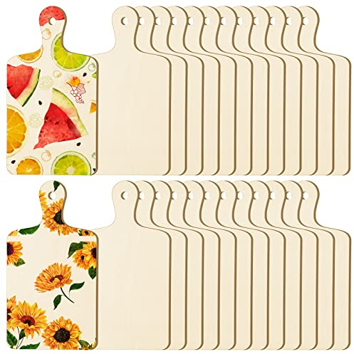 Yinkin 24 Pcs Mini Wooden Cutting Board bulk with Handle for crafts, Large