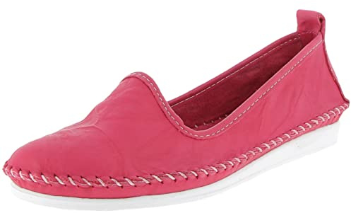 Andrea Conti Damen Mokassin Leder Slipper Ballerina Eyecatcher bequem 0027449,Rosa,Größe:38 EU