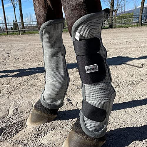 Horses Stichiere Fliegenschutz Fly Stop Grau Full Set zum Reiten, weich und strapazierfähig, maximaler Schutz vor Verletzungen und Wunden