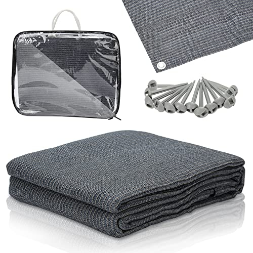 Ansobea Vorzeltteppich hochwertiger Camping Teppich 300x500cm,Zeltteppich Zeltunterlage bläulich-grau,Outdoor Campingmatte mit 12 Löchern, 13 Heringe und Tragetasche,Wohnwagen-Teppich