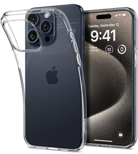 Spigen Liquid Crystal Hülle Kompatibel mit iPhone 15 Pro Max -Crystal Clear