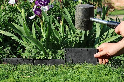 Rasenkante Kunststoff - eignet Sich zum Abschluss von Gehwegen, Rasenflächen, Inseln oder Blumenbeeten - einfach mit einem gummihammer einschlagen (1 Karton (=26,7 m))