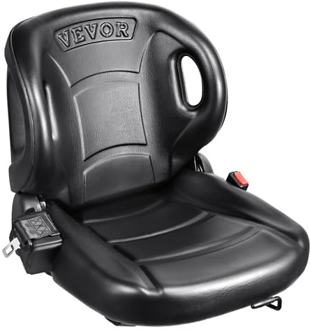 VEVOR Sedile Universale per Carrello Elevatore Coprisedile per Trattore con Schienale ad Angolo Regolabile Micro Interruttore Cintura di Sicurezza Fessura Estesa 160-340mm per Caricatore Escavatore
