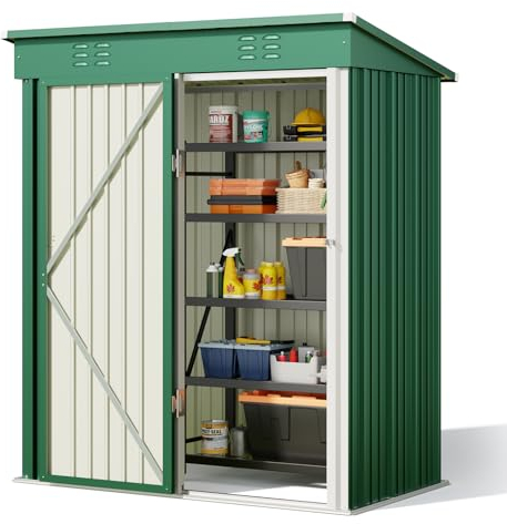 Bealife Abri de Jardin en Métal Abri à Outils, Abri à Outils en Acier Galvanisé, Abri de Rangement Extérieur Maison de Jardin 180x162x95 cm pour Pelouse de Patio d'arrière-Cour (Vert)