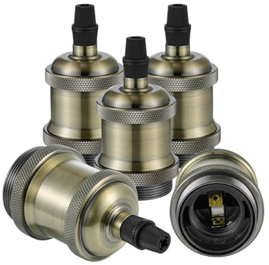 Vecys 5 st E27 Vintage Brons Lampsockeladapter Edison Retro Lamphållare Adapter för Vintage Glödlampor Pendellampa (Brons)